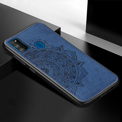 Ultra-thin Silicone Gel Soft Case Cover with Magnetic S04D for Samsung Galaxy M21 Blue