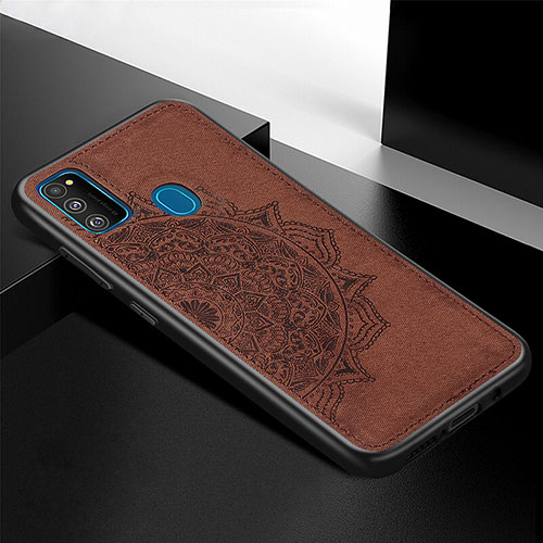 Ultra-thin Silicone Gel Soft Case Cover with Magnetic S04D for Samsung Galaxy M30s Brown