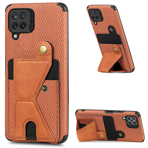 Ultra-thin Silicone Gel Soft Case Cover with Magnetic S04D for Samsung Galaxy M32 4G Brown