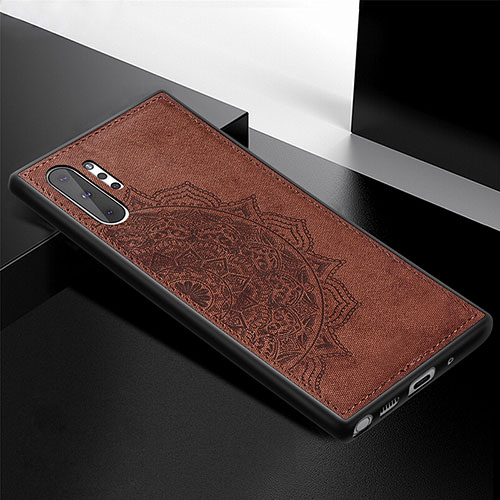 Ultra-thin Silicone Gel Soft Case Cover with Magnetic S04D for Samsung Galaxy Note 10 Plus 5G Brown