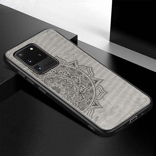 Ultra-thin Silicone Gel Soft Case Cover with Magnetic S04D for Samsung Galaxy S20 Ultra 5G Gray