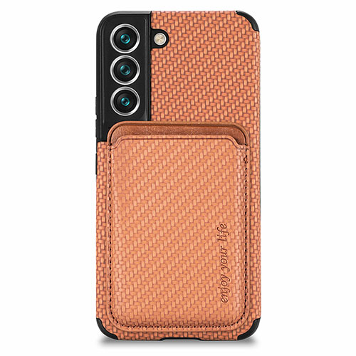 Ultra-thin Silicone Gel Soft Case Cover with Magnetic S04D for Samsung Galaxy S21 FE 5G Brown