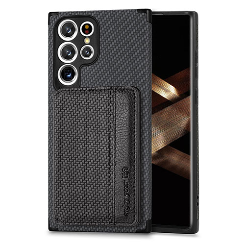 Ultra-thin Silicone Gel Soft Case Cover with Magnetic S04D for Samsung Galaxy S24 Ultra 5G Black