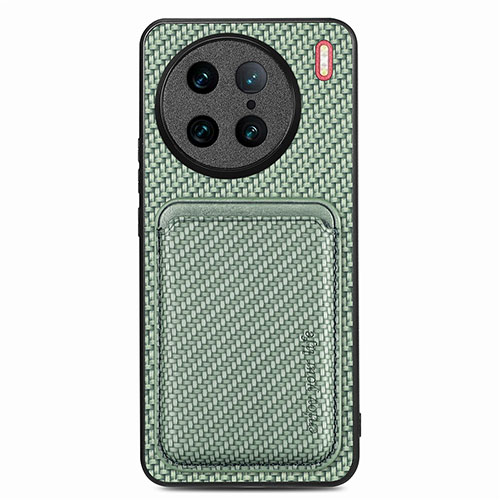 Ultra-thin Silicone Gel Soft Case Cover with Magnetic S04D for Vivo X90 Pro 5G Green