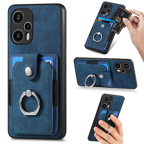 Ultra-thin Silicone Gel Soft Case Cover with Magnetic S04D for Xiaomi Poco F5 5G Blue