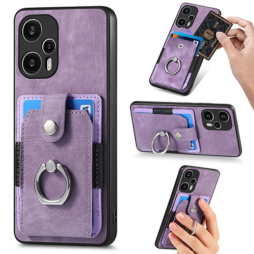 Ultra-thin Silicone Gel Soft Case Cover with Magnetic S04D for Xiaomi Poco F5 5G Purple