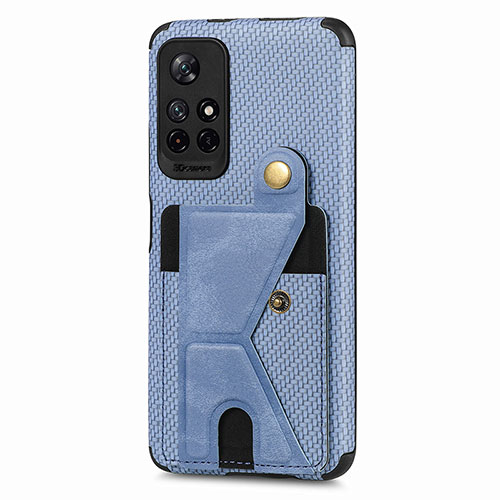 Ultra-thin Silicone Gel Soft Case Cover with Magnetic S04D for Xiaomi Poco M4 Pro 5G Blue