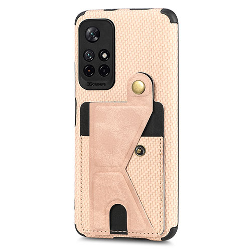 Ultra-thin Silicone Gel Soft Case Cover with Magnetic S04D for Xiaomi Poco M4 Pro 5G Gold
