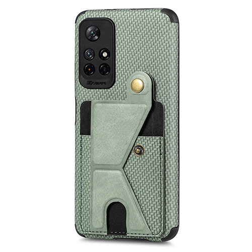 Ultra-thin Silicone Gel Soft Case Cover with Magnetic S04D for Xiaomi Poco M4 Pro 5G Green
