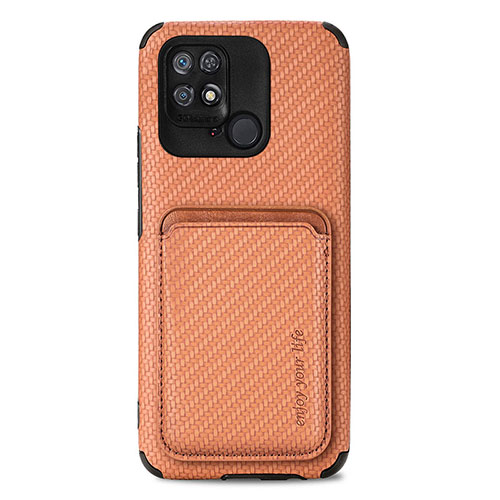 Ultra-thin Silicone Gel Soft Case Cover with Magnetic S04D for Xiaomi Redmi 10C 4G Brown