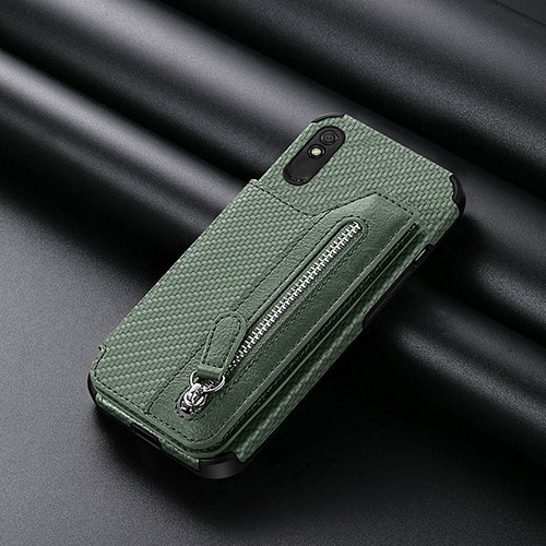 Ultra-thin Silicone Gel Soft Case Cover with Magnetic S04D for Xiaomi Redmi 9i Green