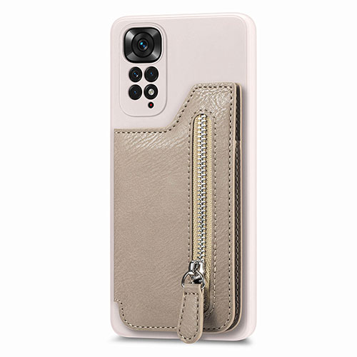 Ultra-thin Silicone Gel Soft Case Cover with Magnetic S04D for Xiaomi Redmi Note 11 4G (2022) Beige