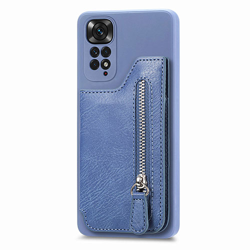 Ultra-thin Silicone Gel Soft Case Cover with Magnetic S04D for Xiaomi Redmi Note 11 4G (2022) Blue