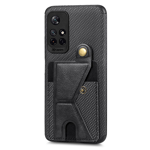 Ultra-thin Silicone Gel Soft Case Cover with Magnetic S04D for Xiaomi Redmi Note 11T 5G Black