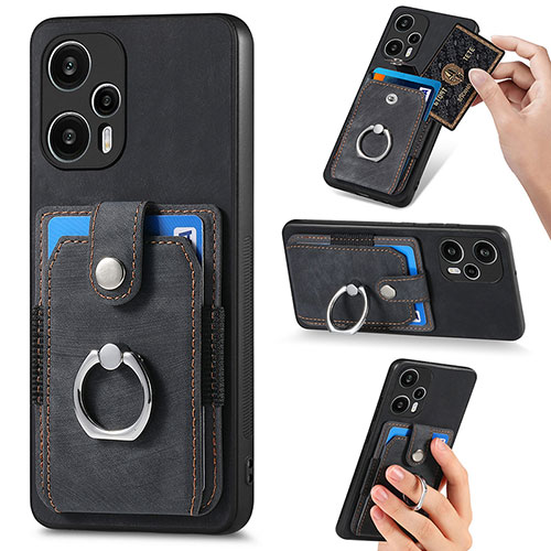 Ultra-thin Silicone Gel Soft Case Cover with Magnetic S04D for Xiaomi Redmi Note 12 Turbo 5G Black