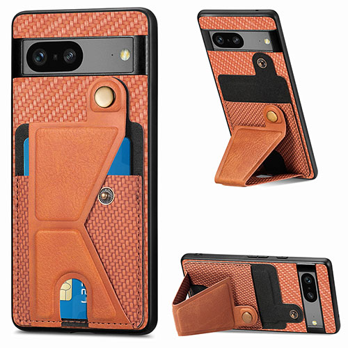 Ultra-thin Silicone Gel Soft Case Cover with Magnetic S05D for Google Pixel 7a 5G Brown