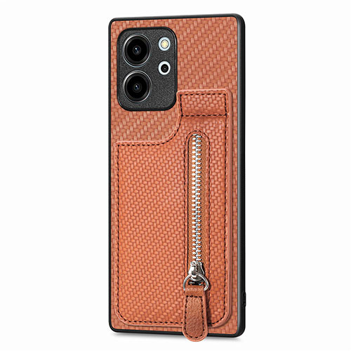 Ultra-thin Silicone Gel Soft Case Cover with Magnetic S05D for Huawei Honor 80 SE 5G Brown