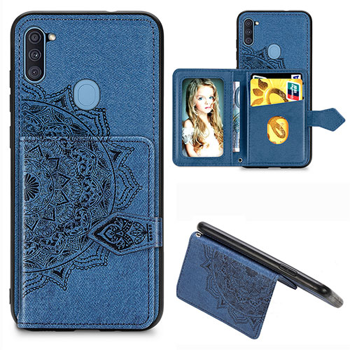 Ultra-thin Silicone Gel Soft Case Cover with Magnetic S05D for Samsung Galaxy A11 Blue