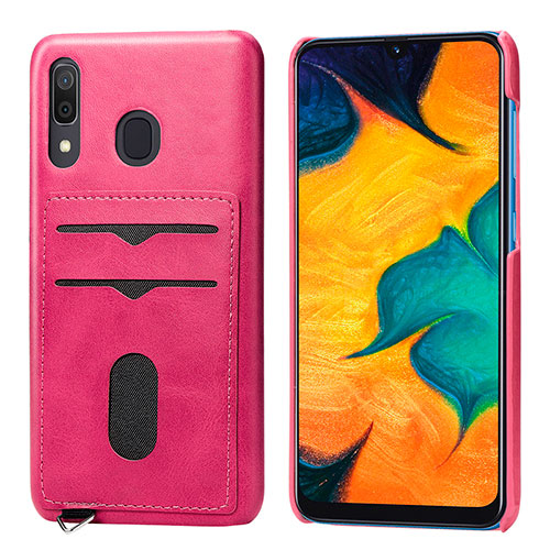 Ultra-thin Silicone Gel Soft Case Cover with Magnetic S05D for Samsung Galaxy A20 Hot Pink