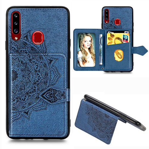 Ultra-thin Silicone Gel Soft Case Cover with Magnetic S05D for Samsung Galaxy A20s Blue