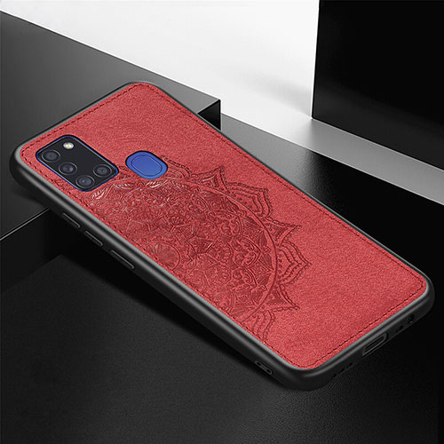 Ultra-thin Silicone Gel Soft Case Cover with Magnetic S05D for Samsung Galaxy A21s Red