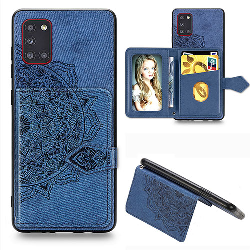 Ultra-thin Silicone Gel Soft Case Cover with Magnetic S05D for Samsung Galaxy A31 Blue