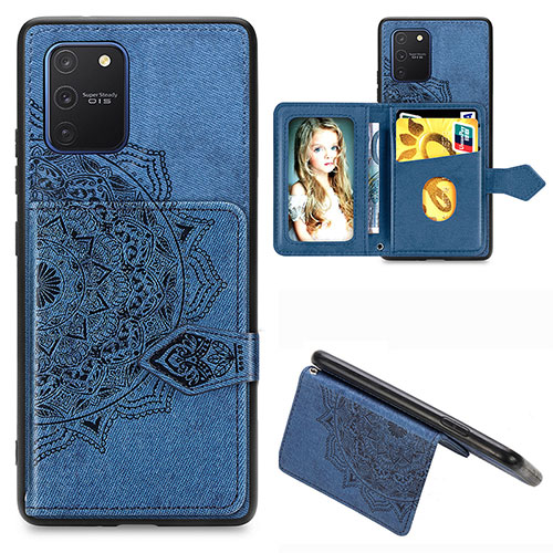 Ultra-thin Silicone Gel Soft Case Cover with Magnetic S05D for Samsung Galaxy A91 Blue