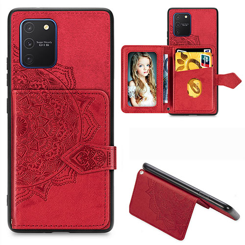 Ultra-thin Silicone Gel Soft Case Cover with Magnetic S05D for Samsung Galaxy A91 Red