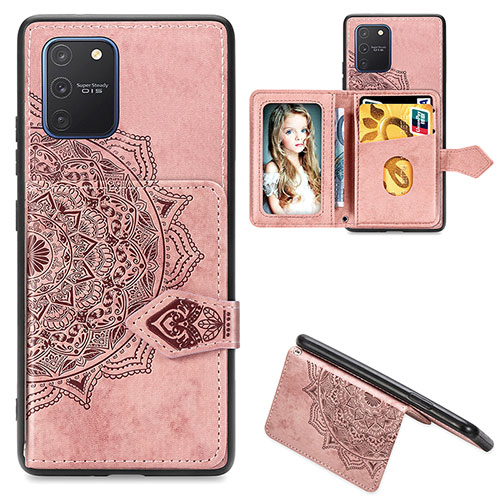 Ultra-thin Silicone Gel Soft Case Cover with Magnetic S05D for Samsung Galaxy A91 Rose Gold