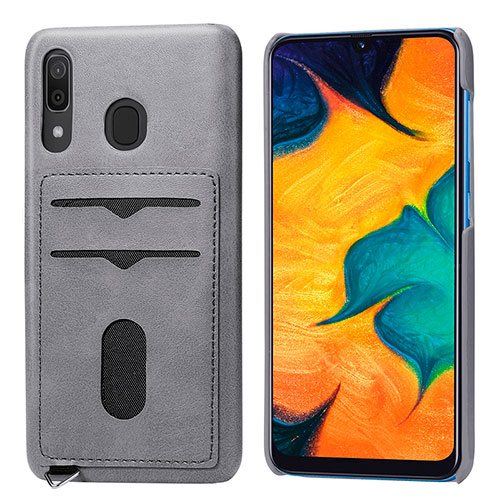 Ultra-thin Silicone Gel Soft Case Cover with Magnetic S05D for Samsung Galaxy M10S Gray
