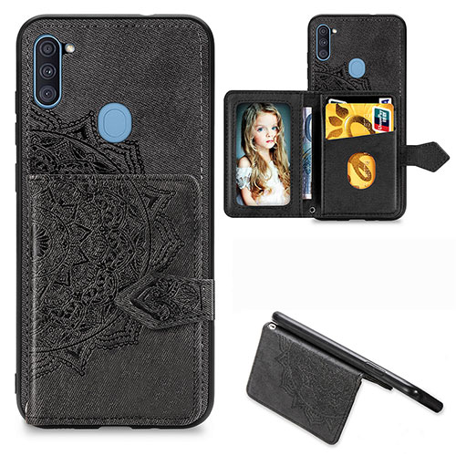 Ultra-thin Silicone Gel Soft Case Cover with Magnetic S05D for Samsung Galaxy M11 Black