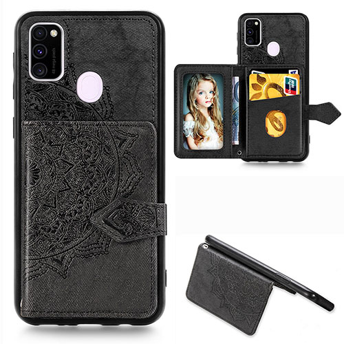 Ultra-thin Silicone Gel Soft Case Cover with Magnetic S05D for Samsung Galaxy M21 Black