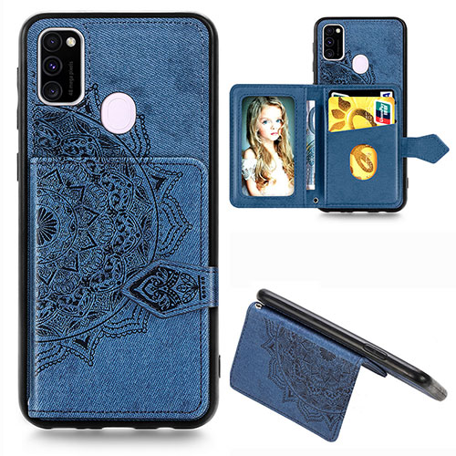 Ultra-thin Silicone Gel Soft Case Cover with Magnetic S05D for Samsung Galaxy M21 Blue