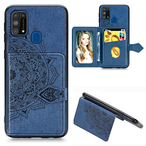 Ultra-thin Silicone Gel Soft Case Cover with Magnetic S05D for Samsung Galaxy M31 Prime Edition Blue