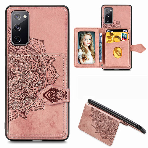 Ultra-thin Silicone Gel Soft Case Cover with Magnetic S05D for Samsung Galaxy S20 FE (2022) 5G Rose Gold