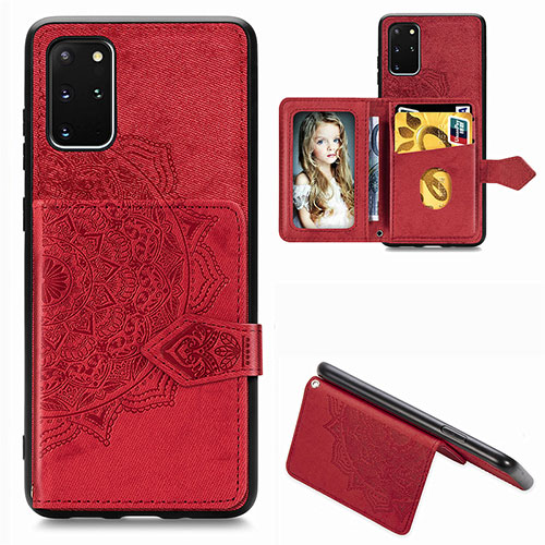 Ultra-thin Silicone Gel Soft Case Cover with Magnetic S05D for Samsung Galaxy S20 Plus 5G Red