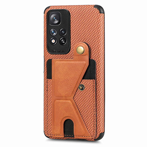 Ultra-thin Silicone Gel Soft Case Cover with Magnetic S05D for Xiaomi Mi 11i 5G (2022) Brown
