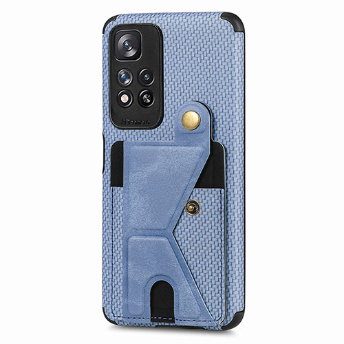 Ultra-thin Silicone Gel Soft Case Cover with Magnetic S05D for Xiaomi Poco X4 NFC Blue