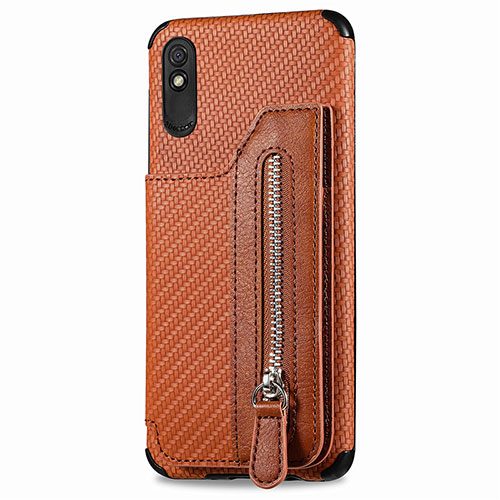 Ultra-thin Silicone Gel Soft Case Cover with Magnetic S05D for Xiaomi Redmi 9i Brown