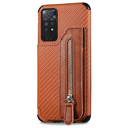 Ultra-thin Silicone Gel Soft Case Cover with Magnetic S05D for Xiaomi Redmi Note 11 Pro 4G Brown