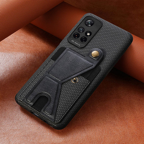 Ultra-thin Silicone Gel Soft Case Cover with Magnetic S05D for Xiaomi Redmi Note 11T 5G Black