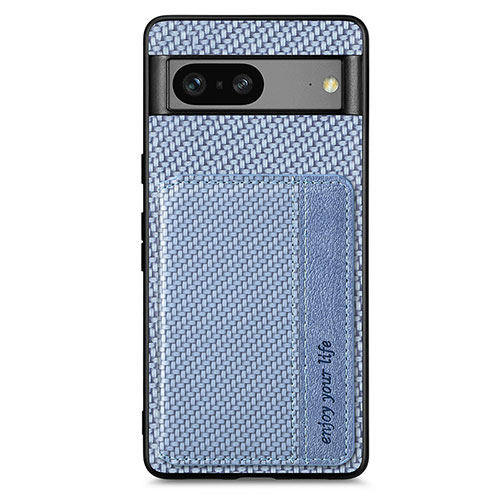 Ultra-thin Silicone Gel Soft Case Cover with Magnetic S06D for Google Pixel 7a 5G Blue