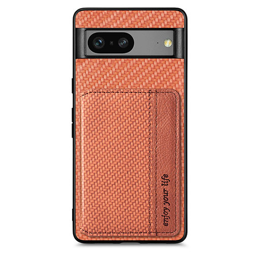 Ultra-thin Silicone Gel Soft Case Cover with Magnetic S06D for Google Pixel 7a 5G Brown