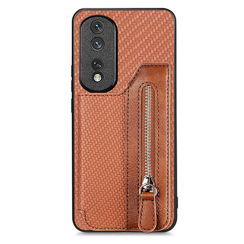 Ultra-thin Silicone Gel Soft Case Cover with Magnetic S06D for Huawei Honor 80 Pro Flat 5G Brown