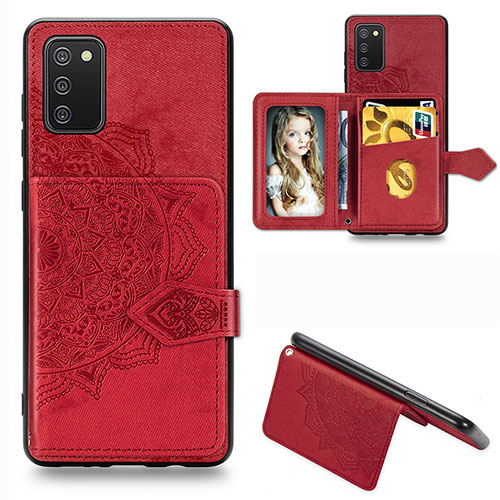 Ultra-thin Silicone Gel Soft Case Cover with Magnetic S06D for Samsung Galaxy A02s Red