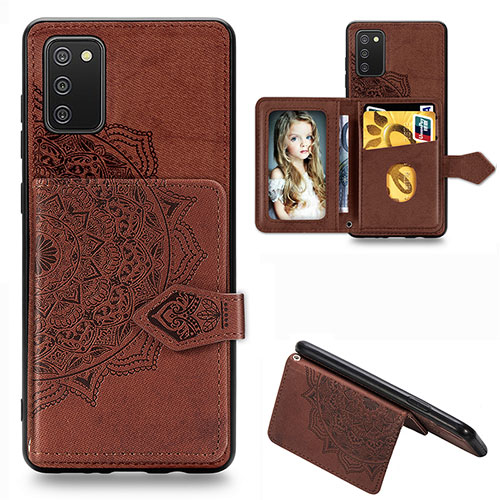 Ultra-thin Silicone Gel Soft Case Cover with Magnetic S06D for Samsung Galaxy A03s Brown