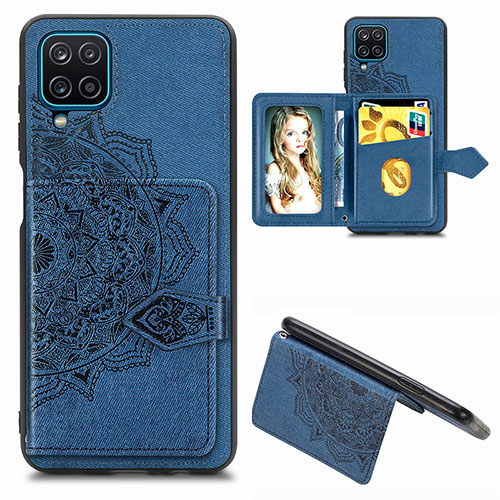 Ultra-thin Silicone Gel Soft Case Cover with Magnetic S06D for Samsung Galaxy A12 Nacho Blue