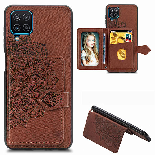 Ultra-thin Silicone Gel Soft Case Cover with Magnetic S06D for Samsung Galaxy A12 Nacho Brown