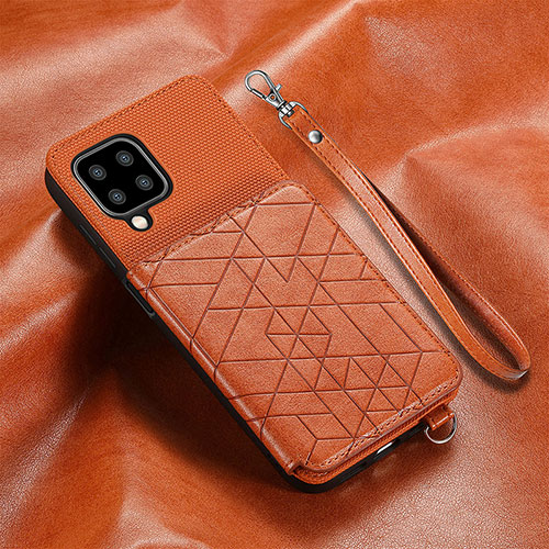 Ultra-thin Silicone Gel Soft Case Cover with Magnetic S06D for Samsung Galaxy A22 4G Brown