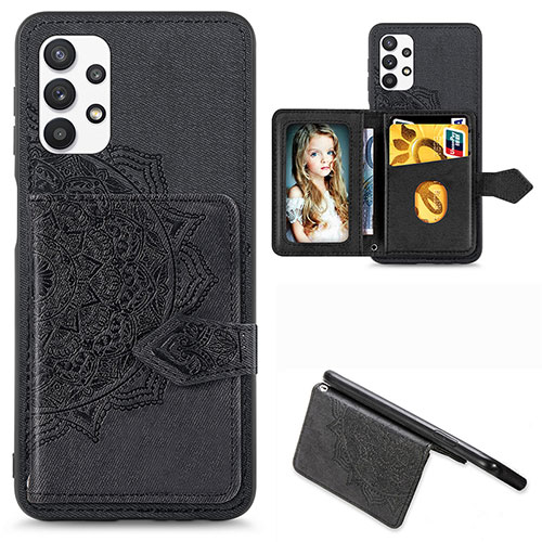 Ultra-thin Silicone Gel Soft Case Cover with Magnetic S06D for Samsung Galaxy A32 4G Black